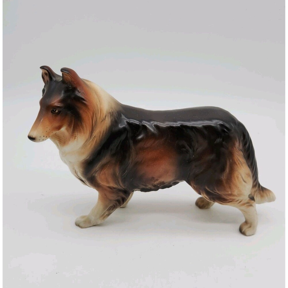 Vntg Brinn''s Pittsburgh Collie Dog Figurine 5.5" Japan MCM Foil Label Lassie